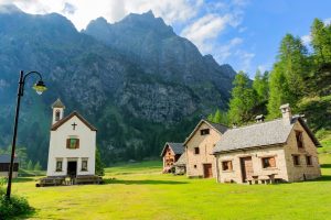 Three Houses Near Chapel Below Valley